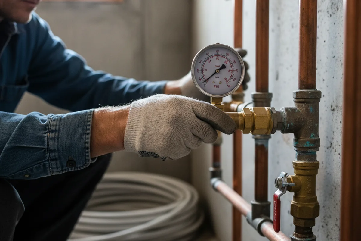 Pressure testing a repaired line during Water Line Repair in Quinebaug